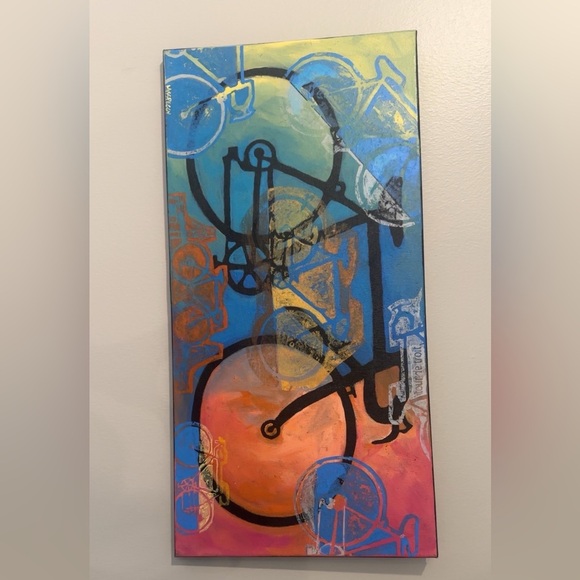 Colorful Bicycle Art Canvas 24x12in Art by Peggy Kerwan Abstract - Picture 3 of 6